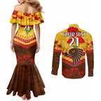 Custom Hawks Football Couples Matching Mermaid Dress and Long Sleeve Button Shirt ANZAC Lest We Forget