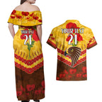 Custom Hawks Football Couples Matching Off Shoulder Maxi Dress and Hawaiian Shirt ANZAC Lest We Forget