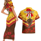 Custom Hawks Football Couples Matching Short Sleeve Bodycon Dress and Hawaiian Shirt ANZAC Lest We Forget