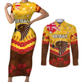 Custom Hawks Football Couples Matching Short Sleeve Bodycon Dress and Long Sleeve Button Shirt ANZAC Lest We Forget