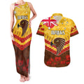 Custom Hawks Football Couples Matching Tank Maxi Dress and Hawaiian Shirt ANZAC Lest We Forget