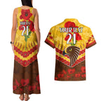 Custom Hawks Football Couples Matching Tank Maxi Dress and Hawaiian Shirt ANZAC Lest We Forget