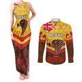 Custom Hawks Football Couples Matching Tank Maxi Dress and Long Sleeve Button Shirt ANZAC Lest We Forget