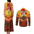 Custom Hawks Football Couples Matching Tank Maxi Dress and Long Sleeve Button Shirt ANZAC Lest We Forget
