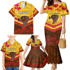 Custom Hawks Football Family Matching Mermaid Dress and Hawaiian Shirt ANZAC Lest We Forget