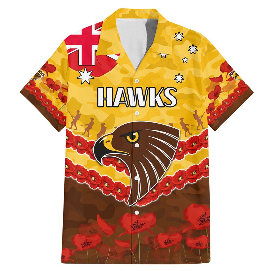 Custom Hawks Football Family Matching Mermaid Dress and Hawaiian Shirt ANZAC Lest We Forget