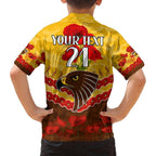 Custom Hawks Football Family Matching Off The Shoulder Long Sleeve Dress and Hawaiian Shirt ANZAC Lest We Forget