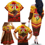 Custom Hawks Football Family Matching Off The Shoulder Long Sleeve Dress and Hawaiian Shirt ANZAC Lest We Forget