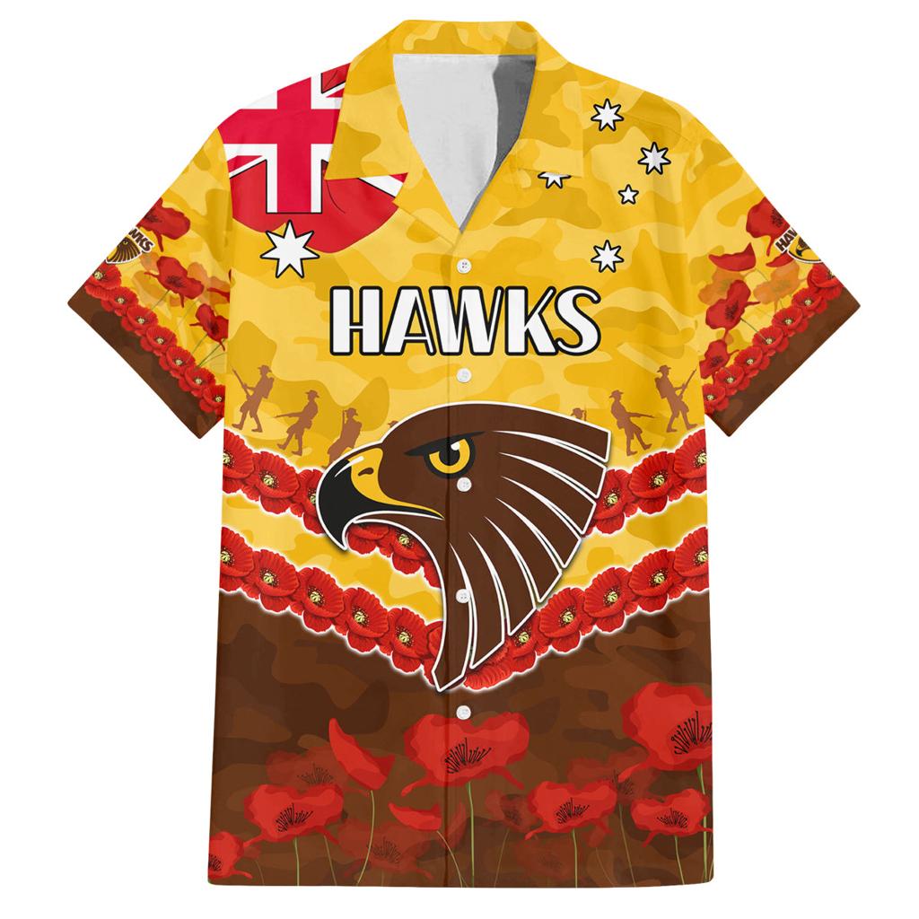 Custom Hawks Football Family Matching Off The Shoulder Long Sleeve Dress and Hawaiian Shirt ANZAC Lest We Forget