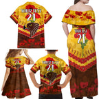 Custom Hawks Football Family Matching Off Shoulder Maxi Dress and Hawaiian Shirt ANZAC Lest We Forget