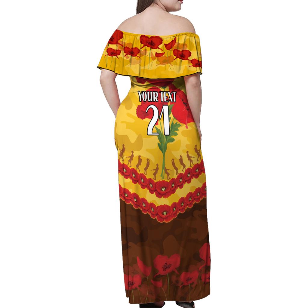 Custom Hawks Football Family Matching Off Shoulder Maxi Dress and Hawaiian Shirt ANZAC Lest We Forget