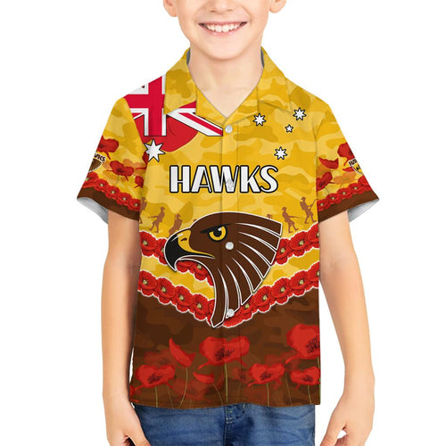 Custom Hawks Football Family Matching Off Shoulder Short Dress and Hawaiian Shirt ANZAC Lest We Forget