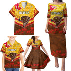 Custom Hawks Football Family Matching Puletasi and Hawaiian Shirt ANZAC Lest We Forget