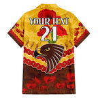 Custom Hawks Football Family Matching Short Sleeve Bodycon Dress and Hawaiian Shirt ANZAC Lest We Forget