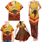 Custom Hawks Football Family Matching Tank Maxi Dress and Hawaiian Shirt ANZAC Lest We Forget