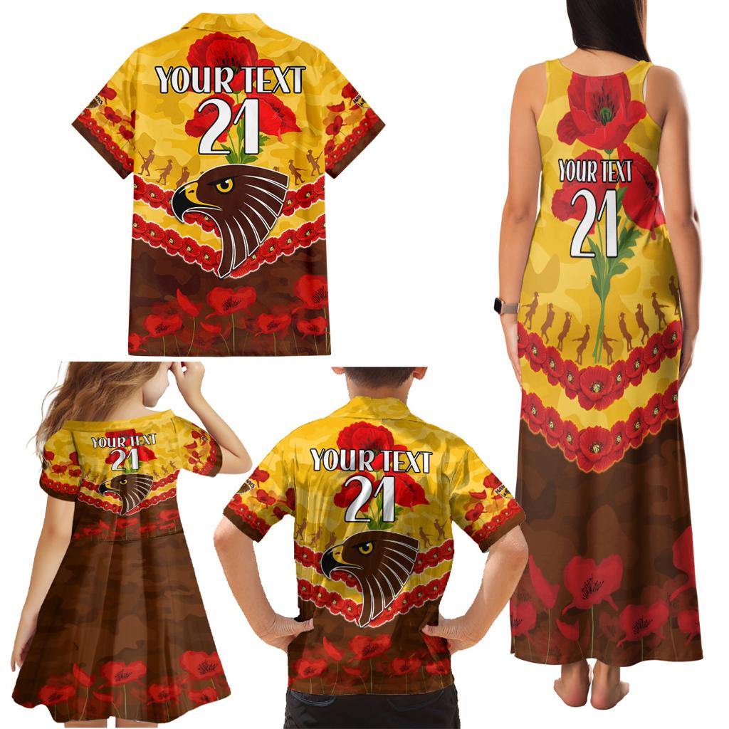Custom Hawks Football Family Matching Tank Maxi Dress and Hawaiian Shirt ANZAC Lest We Forget