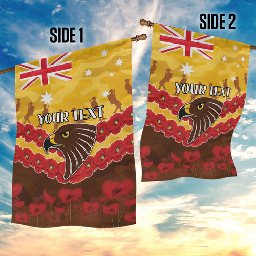 Custom Hawks Football Garden Flag ANZAC Lest We Forget