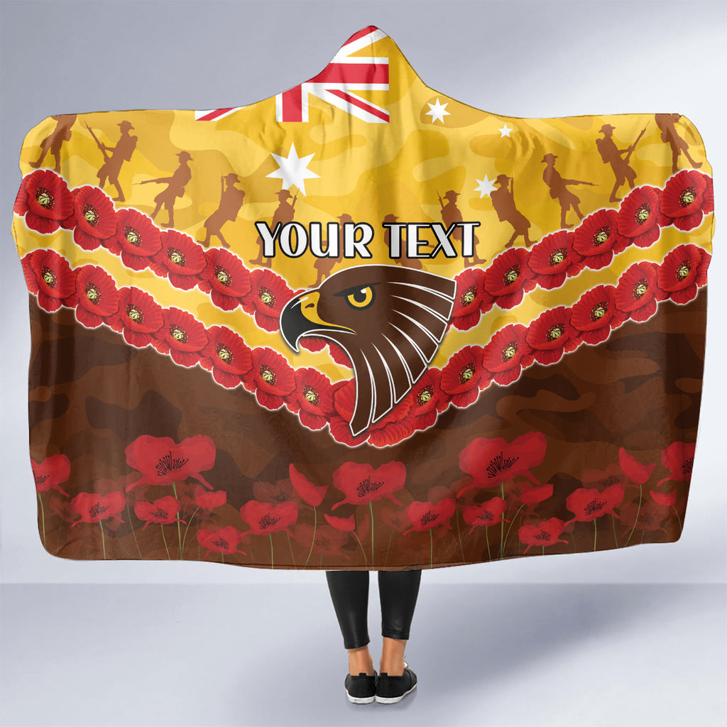 Custom Hawks Football Hooded Blanket ANZAC Lest We Forget