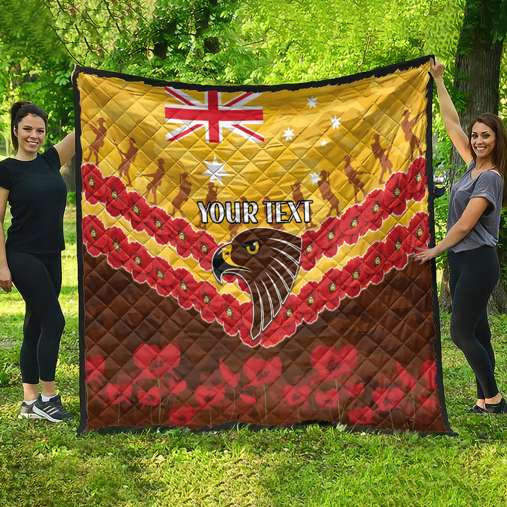Custom Hawks Football Quilt ANZAC Lest We Forget