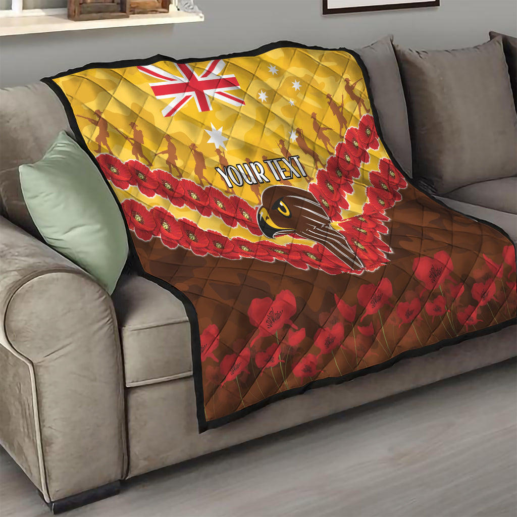 Custom Hawks Football Quilt ANZAC Lest We Forget