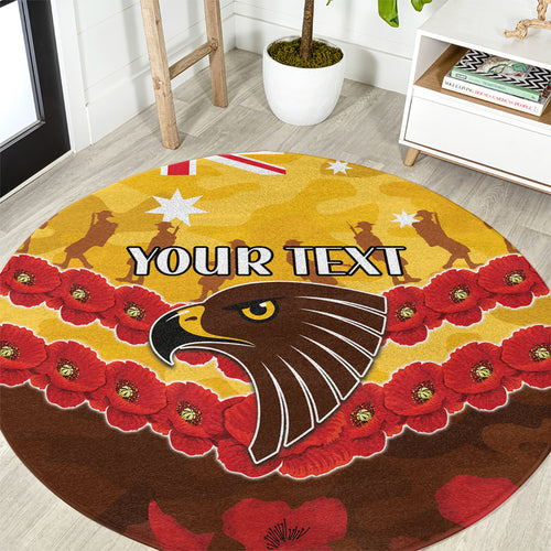 Custom Hawks Football Round Carpet ANZAC Lest We Forget