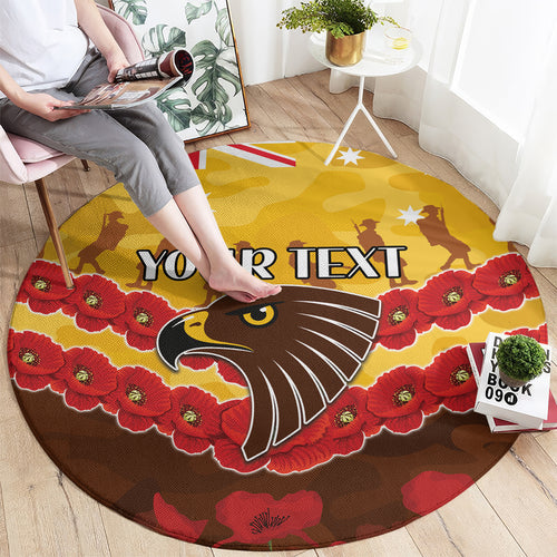 Custom Hawks Football Round Carpet ANZAC Lest We Forget