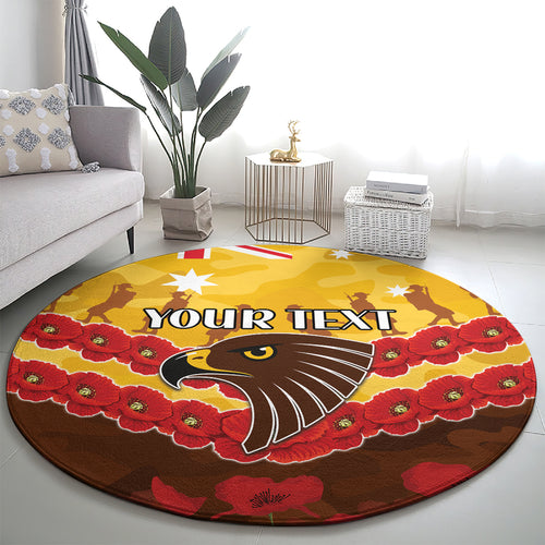 Custom Hawks Football Round Carpet ANZAC Lest We Forget