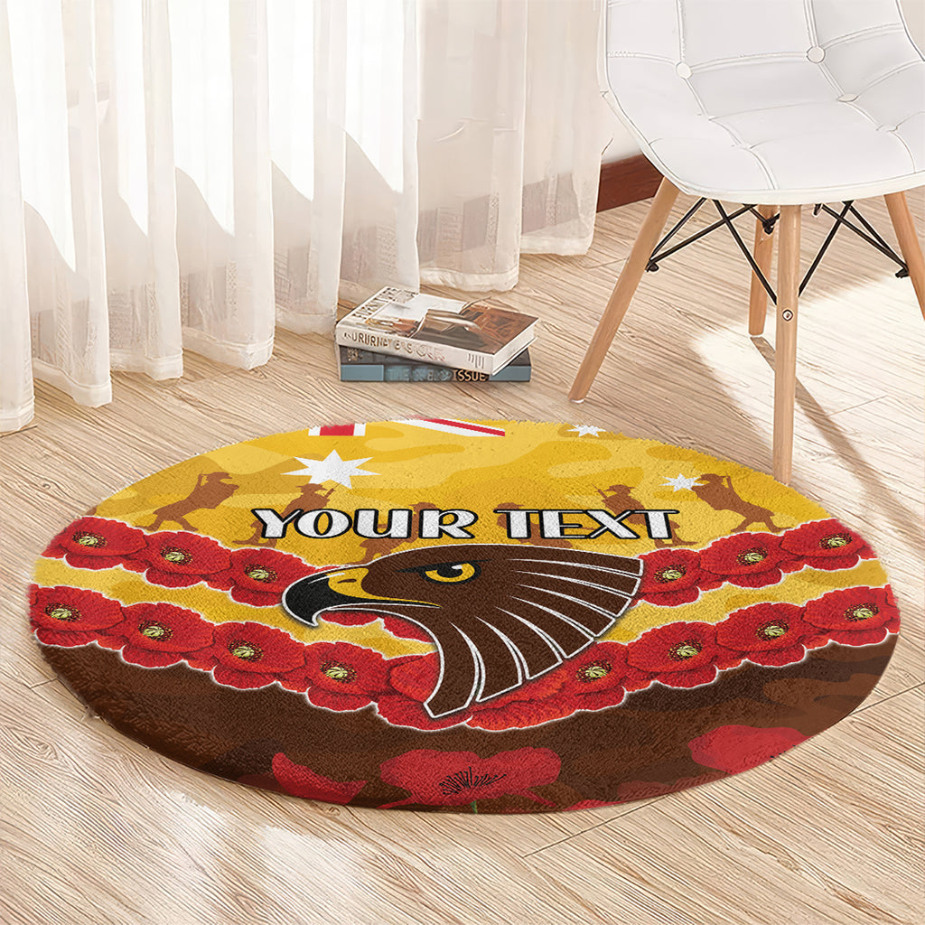 Custom Hawks Football Round Carpet ANZAC Lest We Forget