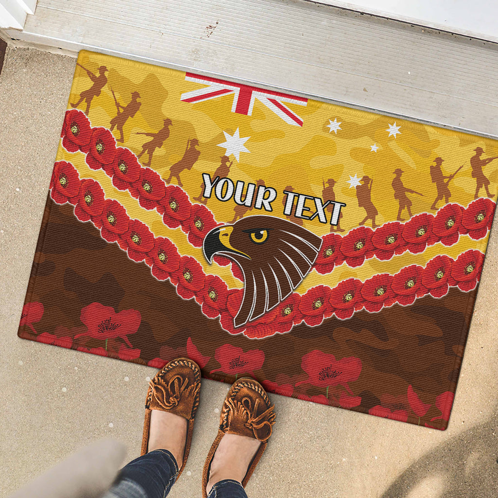 Custom Hawks Football Rubber Doormat ANZAC Lest We Forget