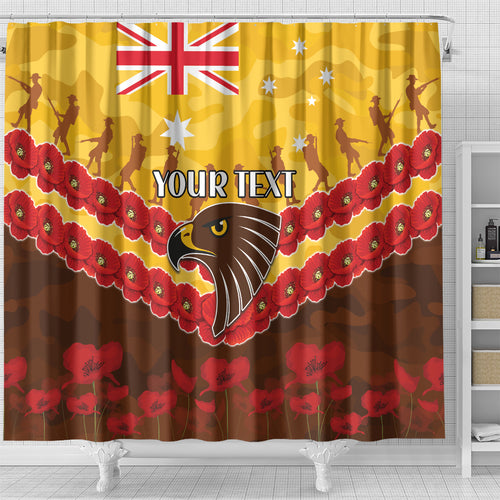 Custom Hawks Football Shower Curtain ANZAC Lest We Forget