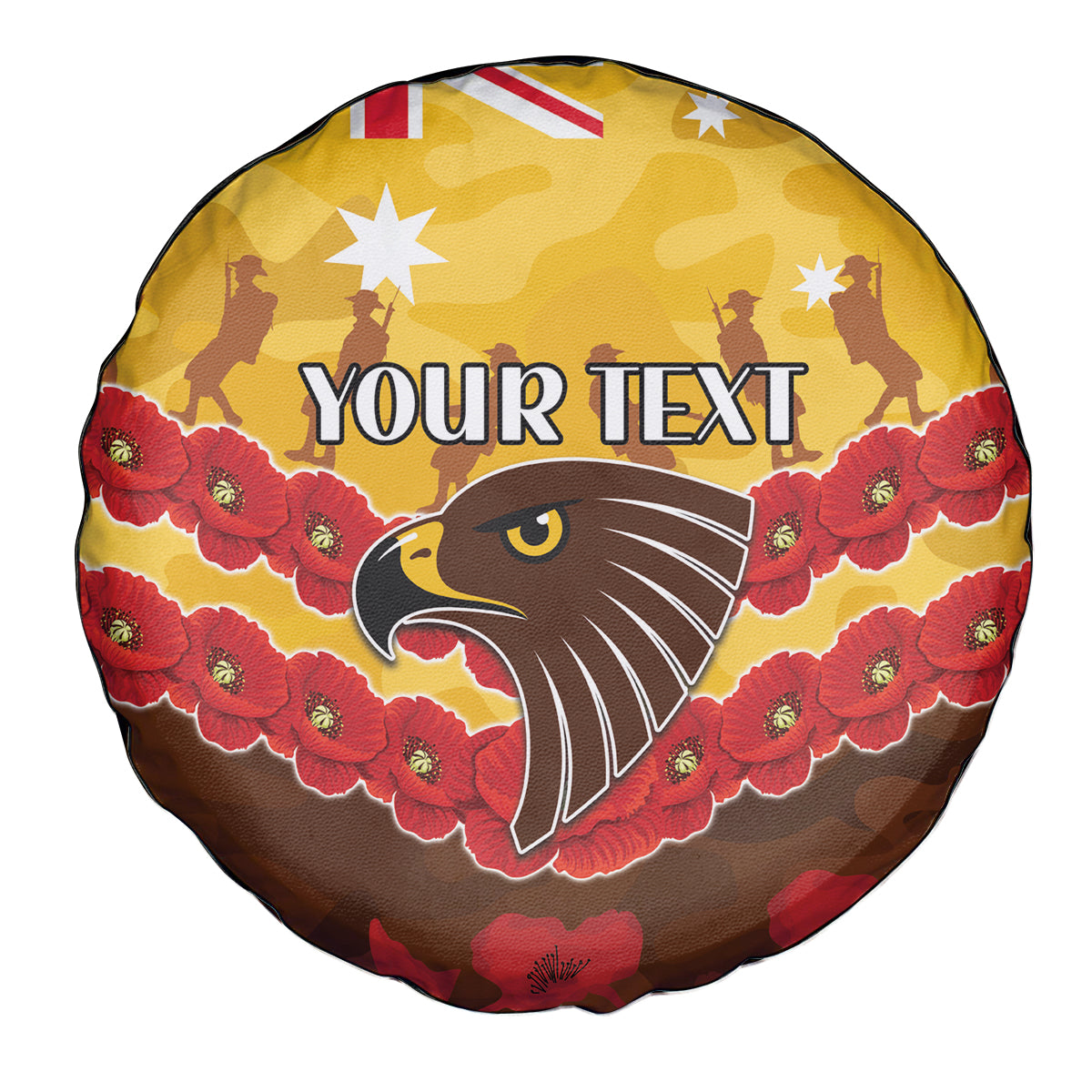 Custom Hawks Football Spare Tire Cover ANZAC Lest We Forget