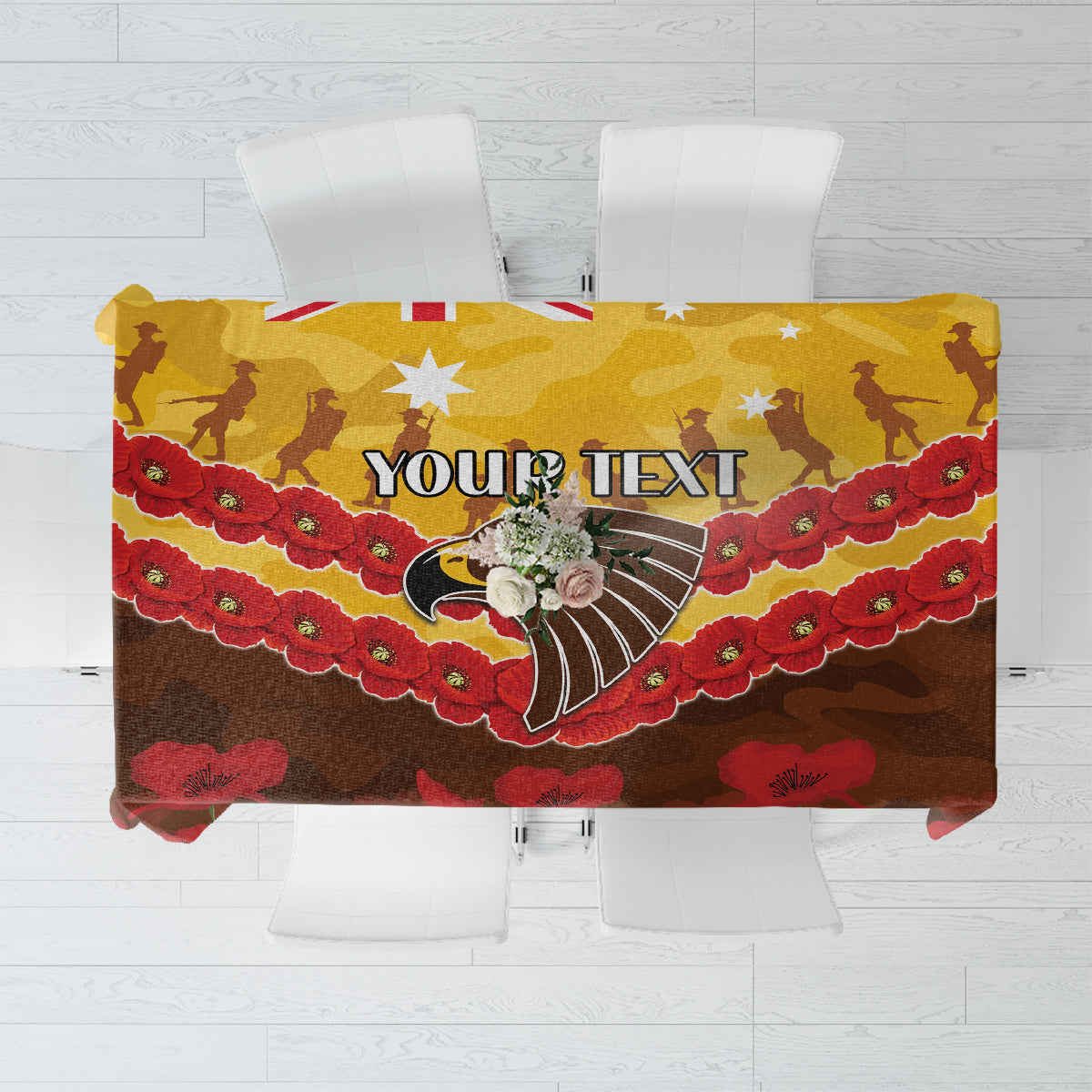 Custom Hawks Football Tablecloth ANZAC Lest We Forget