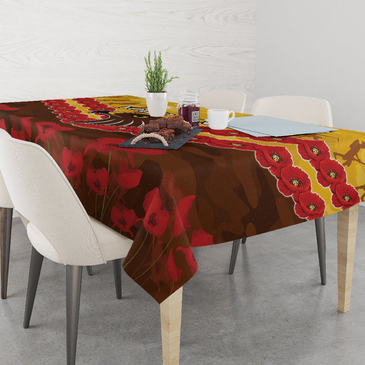 Custom Hawks Football Tablecloth ANZAC Lest We Forget