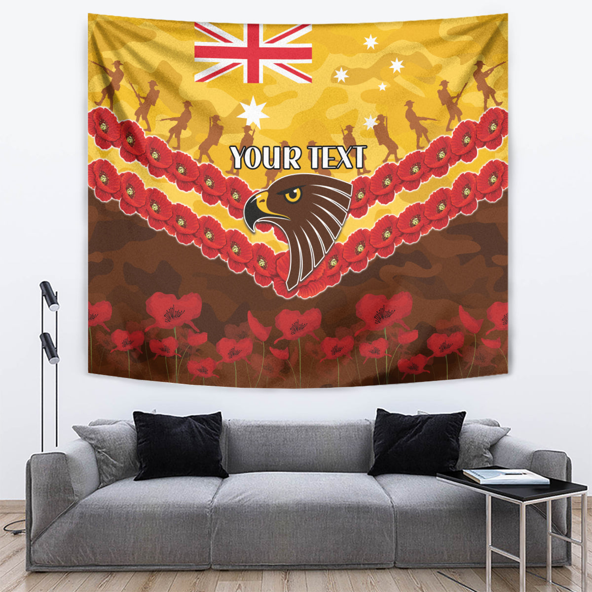 Custom Hawks Football Tapestry ANZAC Lest We Forget