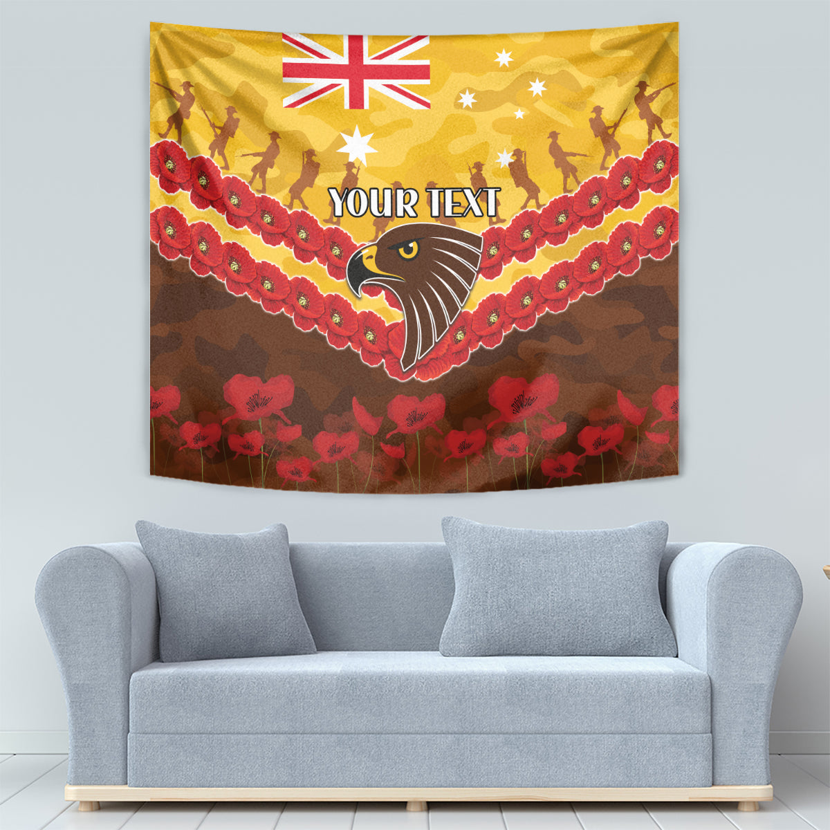 Custom Hawks Football Tapestry ANZAC Lest We Forget