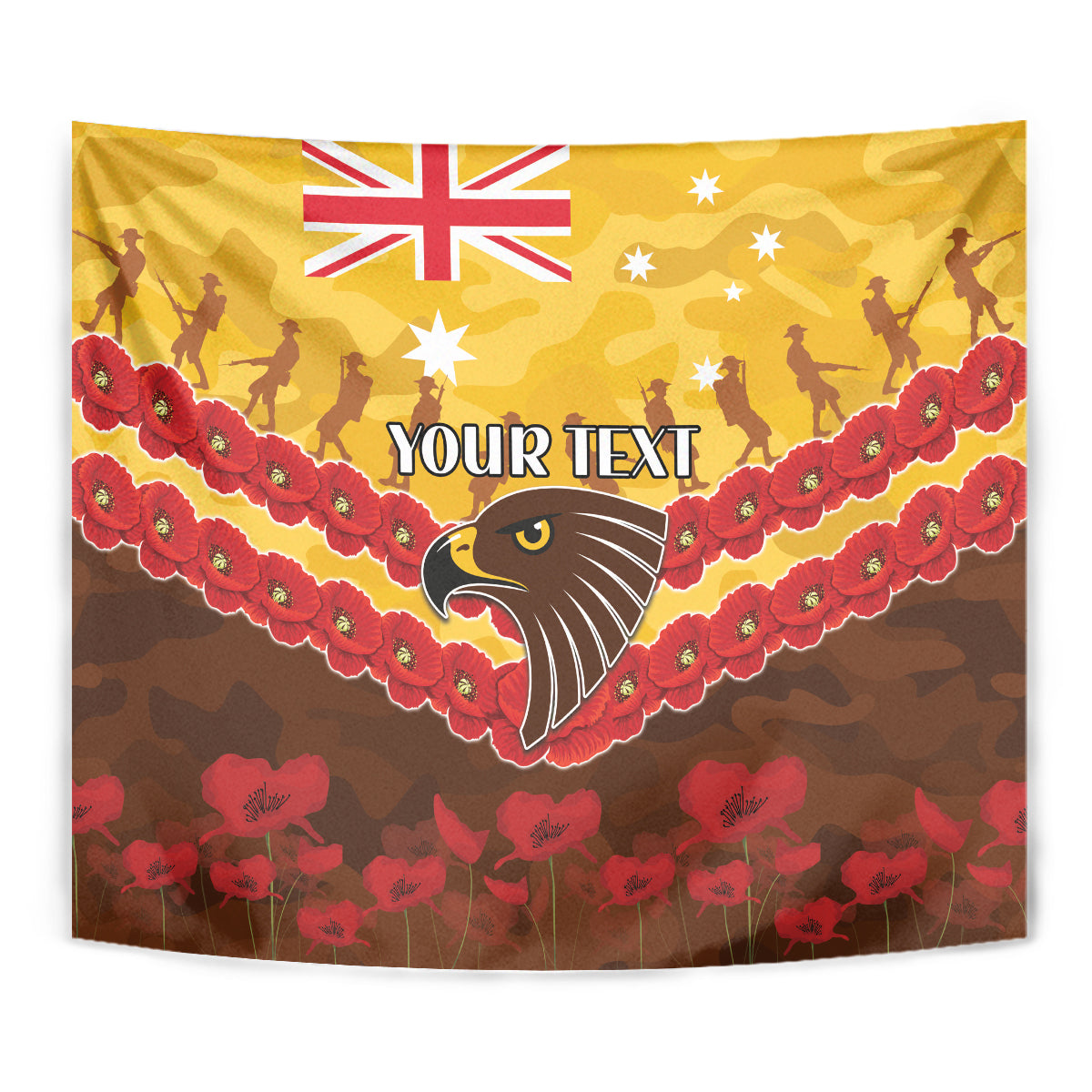 Custom Hawks Football Tapestry ANZAC Lest We Forget