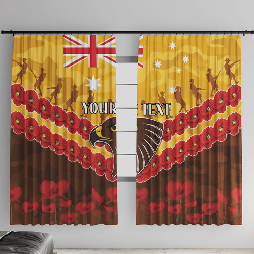 Custom Hawks Football Window Curtain ANZAC Lest We Forget