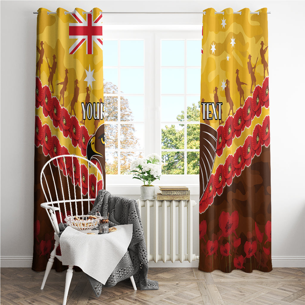 Custom Hawks Football Window Curtain ANZAC Lest We Forget
