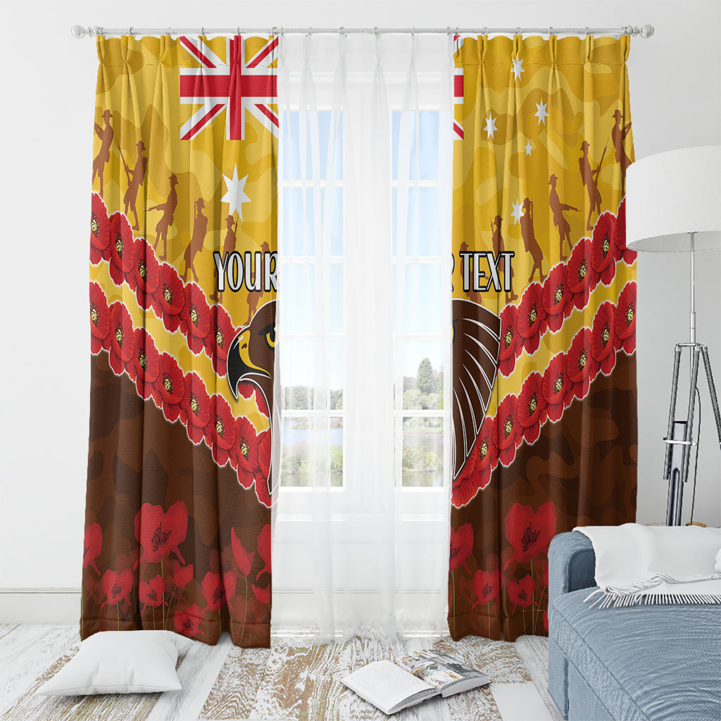 Custom Hawks Football Window Curtain ANZAC Lest We Forget