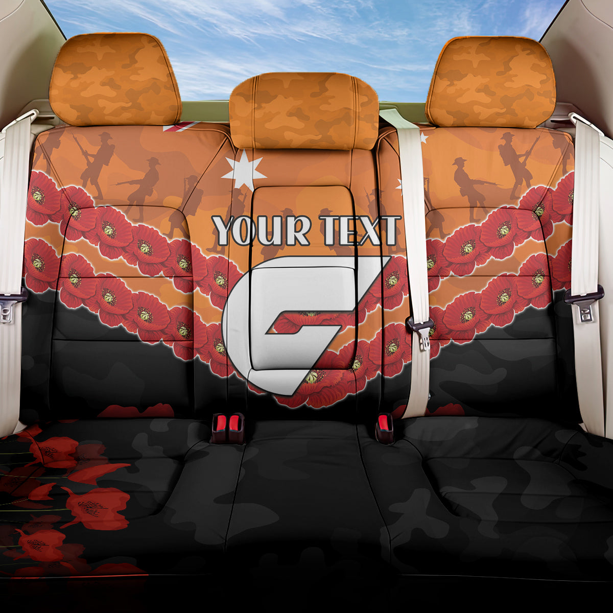 Custom Giants Football Back Car Seat Cover ANZAC Lest We Forget