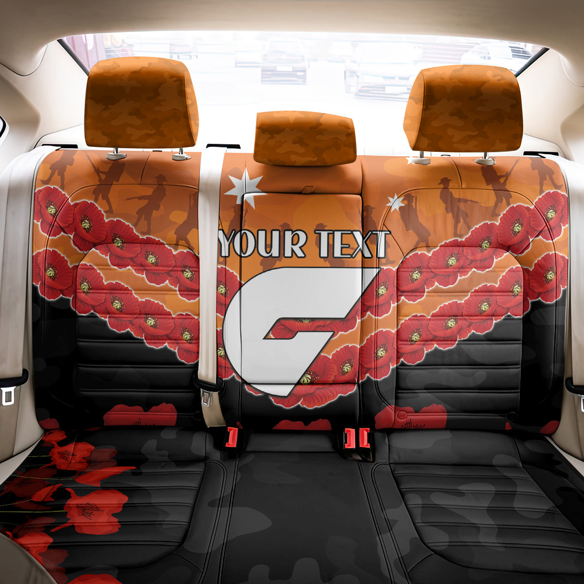 Custom Giants Football Back Car Seat Cover ANZAC Lest We Forget