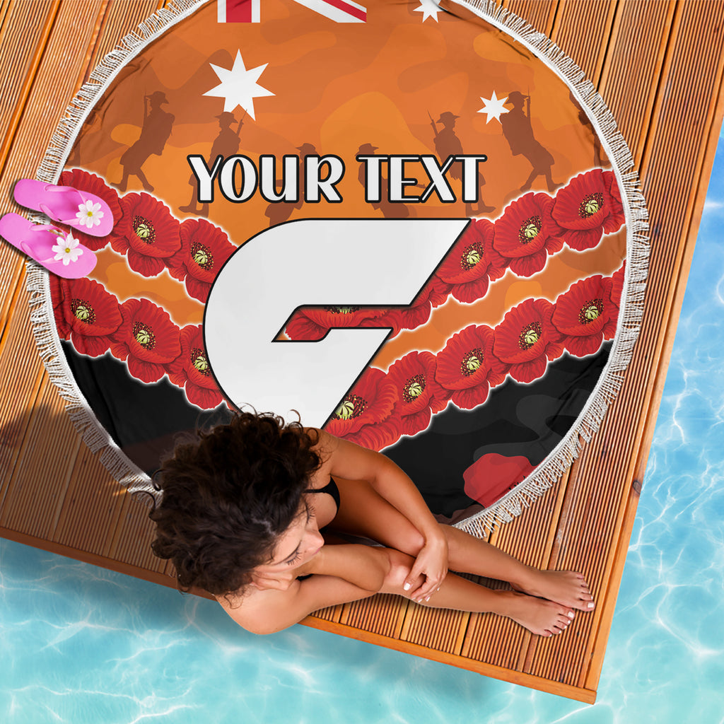 Custom Giants Football Beach Blanket ANZAC Lest We Forget