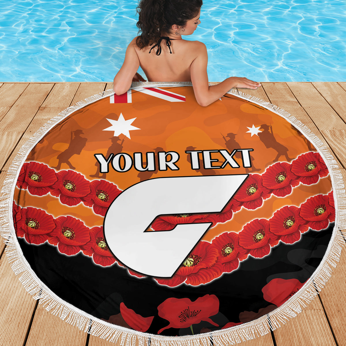 Custom Giants Football Beach Blanket ANZAC Lest We Forget