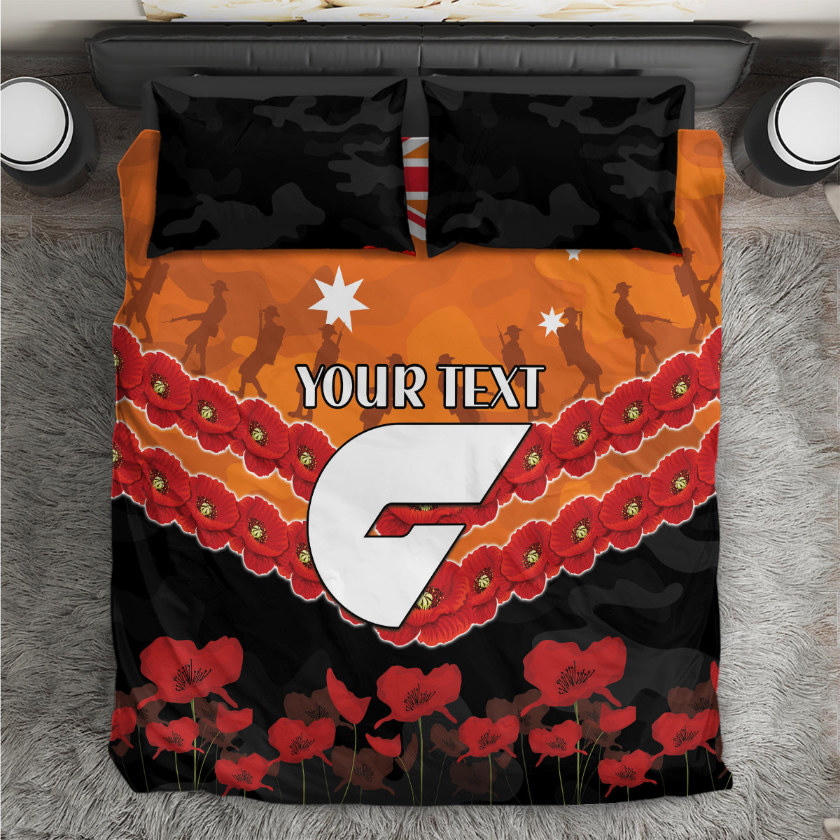 Custom Giants Football Bedding Set ANZAC Lest We Forget