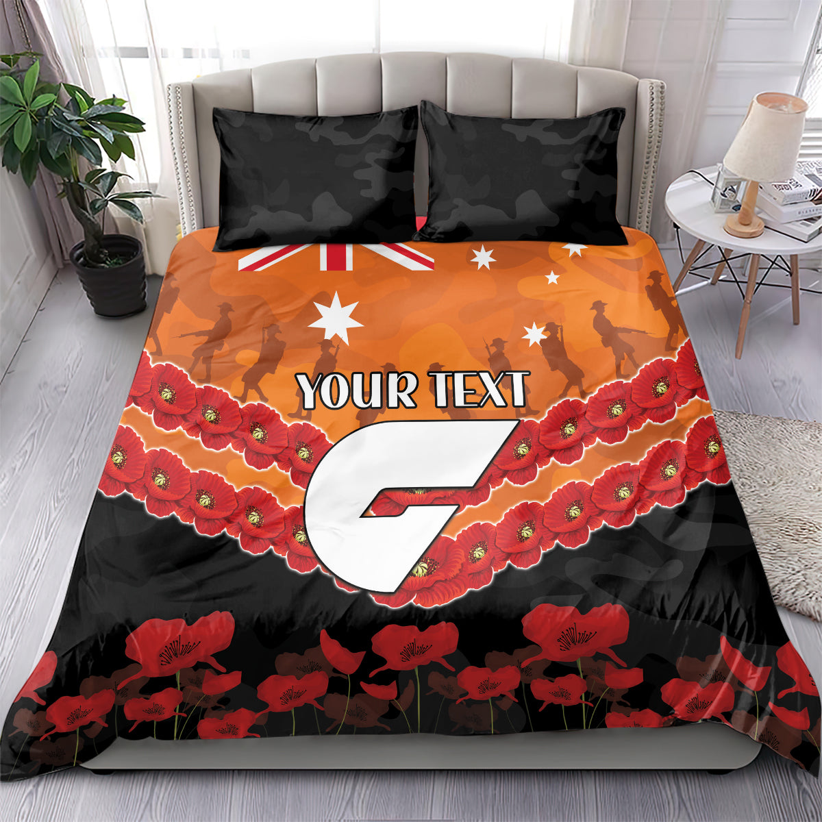 Custom Giants Football Bedding Set ANZAC Lest We Forget