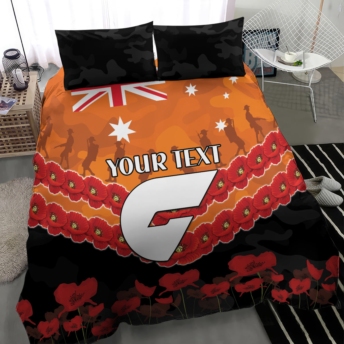 Custom Giants Football Bedding Set ANZAC Lest We Forget