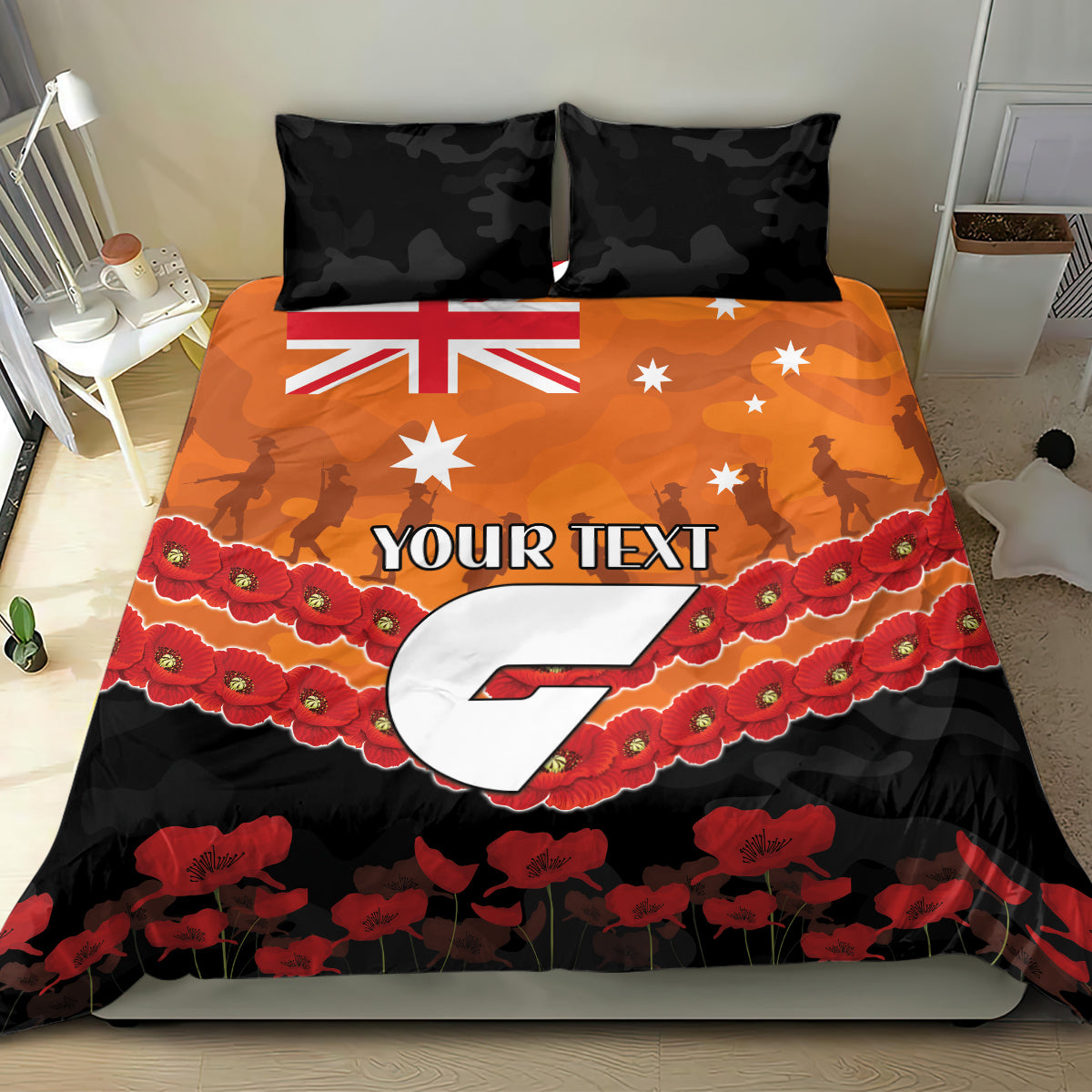 Custom Giants Football Bedding Set ANZAC Lest We Forget