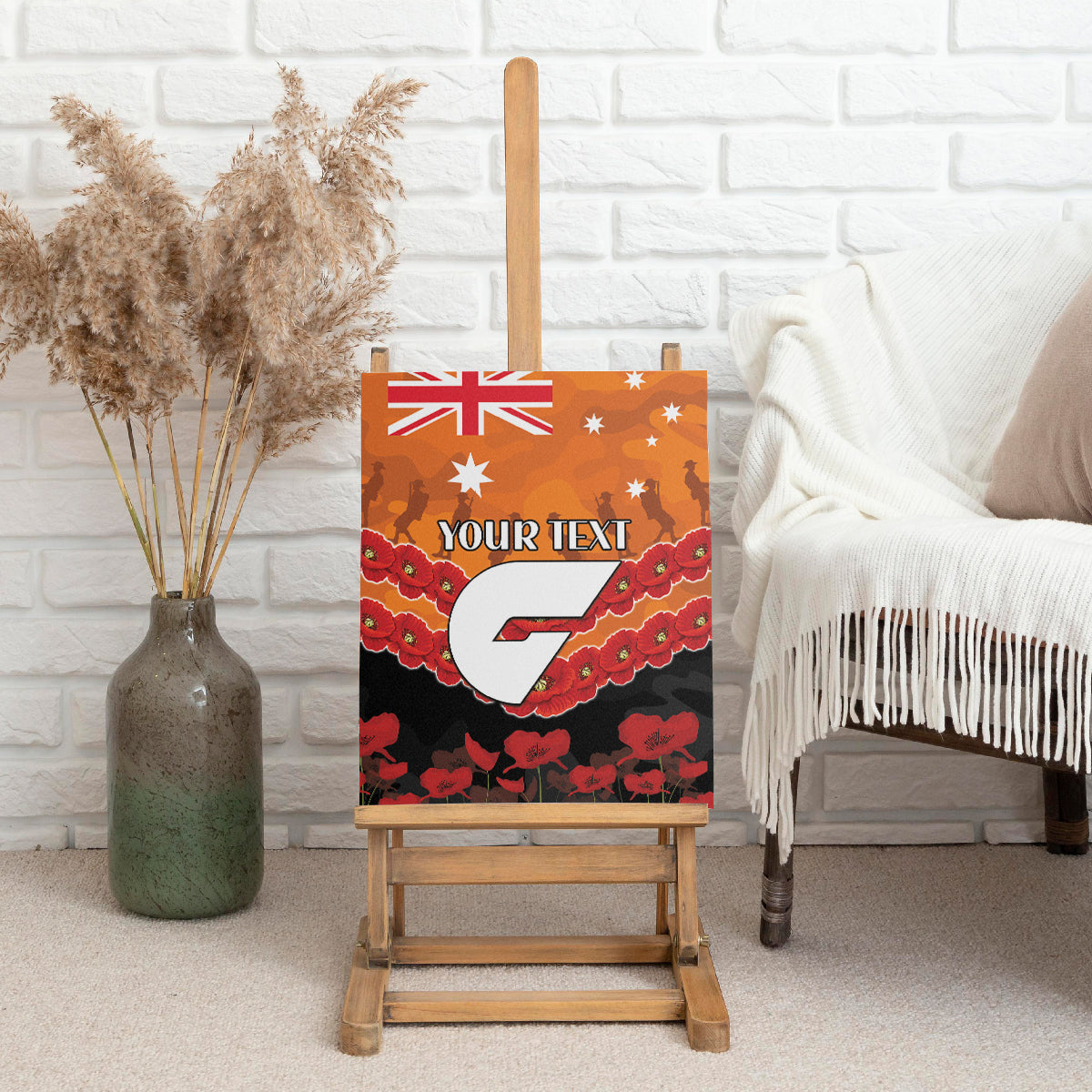Custom Giants Football Canvas Wall Art ANZAC Lest We Forget