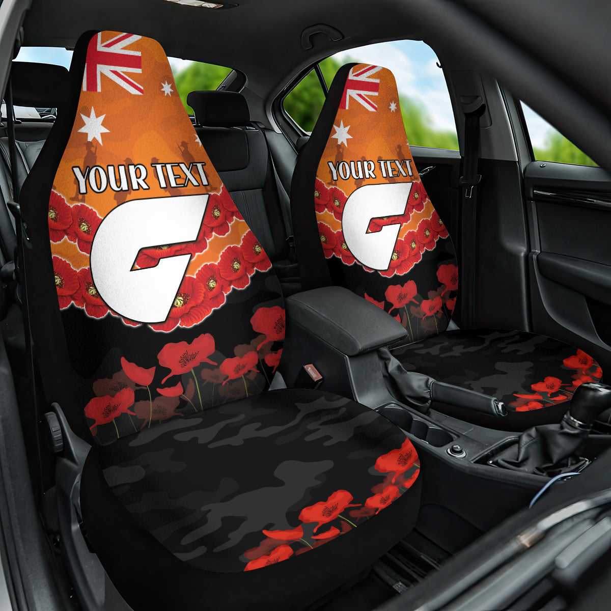 Custom Giants Football Car Seat Cover ANZAC Lest We Forget