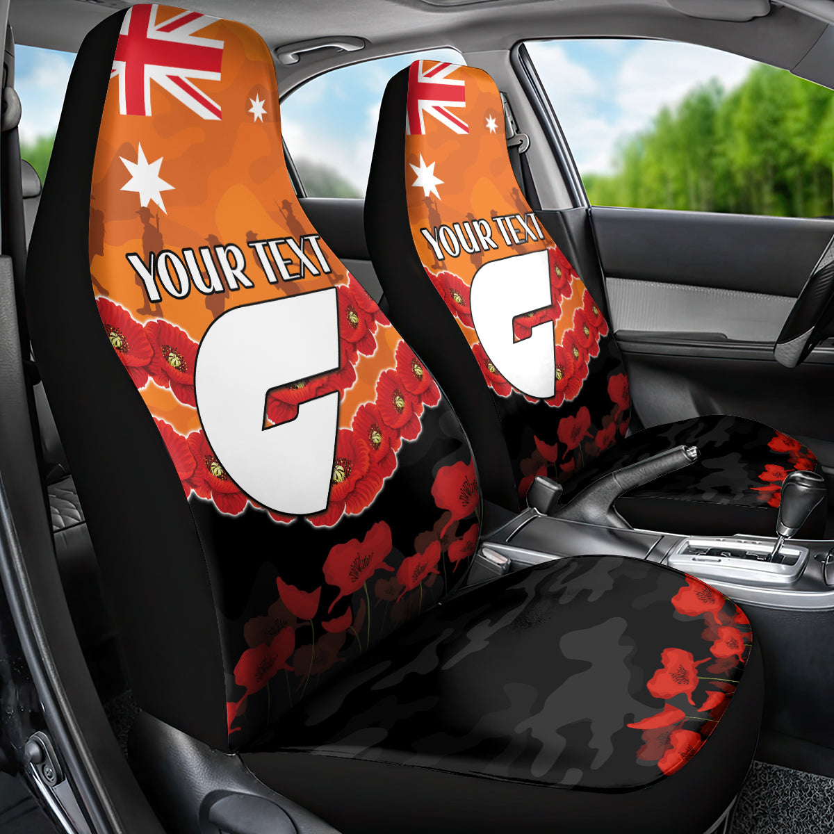 Custom Giants Football Car Seat Cover ANZAC Lest We Forget